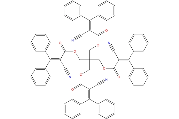 1,3-bis-[(2’-cyano-3’,3’-diphenylacryloyl)oxy]-2,2-bis-{[(2’-cyano- 3’,3’-diphenylacryloyl)oxy]methyl}-propane