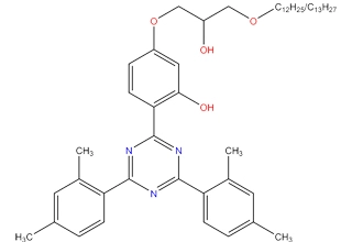 Reaction products of 2-(4,6-bis(2,4-dimethylphenyl)-1,3,5-triazin-2-yl)-5-hydroxyphenol with ((C10-16, rich in C12-13 alkyloxy)methyl)oxyrane