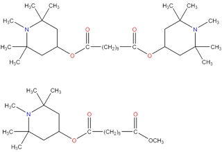 Bis(1,2,2,6,6-pentamethyl-4-piperidinyl)-sebacate and 1-(Methyl)-8-(1,2,2,6,6-pentamethyl-4-piperidinyl)-sebacate