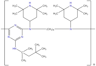 Poly[[6-[(1,1,3,3-tetramethylbutyl)amino]-1,3,5-triazine-2,4-diyl][(2,2,6,6-tetramethyl4-piperidinyl)imino]-1,6-hexanediyl[(2,2,6,6-tetramethyl-4-piperidinyl)imino]])