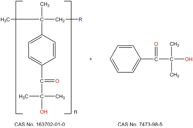 Oligomeric alpha hydroxy ketone (70% wt) and 2-hydroxy-2-methylpropiophenone (30% wt)