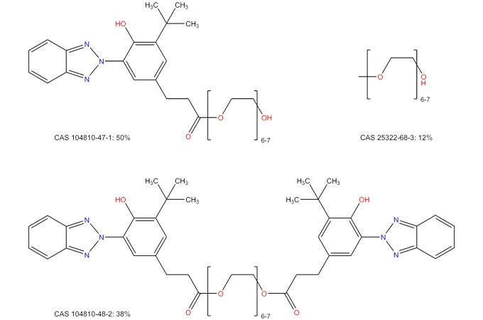 Mix.α-[3-[3-(2H-benzotriazol-2-yl)-5-(1,1-dimethylethyl)-4hydroxyphenyl]-1-oxopropyl]-ω-hydroxypoly(oxo-1,2-ethanediyl)