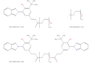 Mix.α-[3-[3-(2H-benzotriazol-2-yl)-5-(1,1-dimethylethyl)-4hydroxyphenyl]-1-oxopropyl]-ω-hydroxypoly(oxo-1,2-ethanediyl)