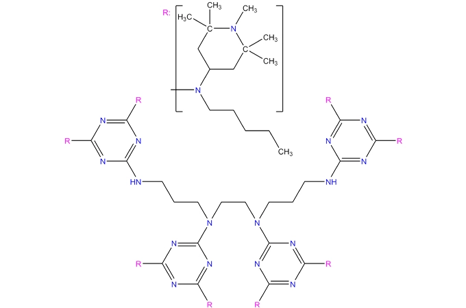 N,N',N'',N'''-tetrakis(4,6-bis(butyl-(N-methyl-2,2,6,6-tetramethylpiperidin-4-yl) amino)triazin-2-yl)-4,7-diazadecane-1,10-diamine