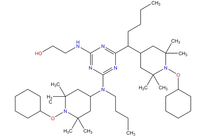 2-Aminoethanol reaction products with cyclohexane and peroxidized N-butyl-2,2,6,6-tetramethyl-4-piperidinamine-2,4,6-trichloro-1,3,5-triazine reaction products