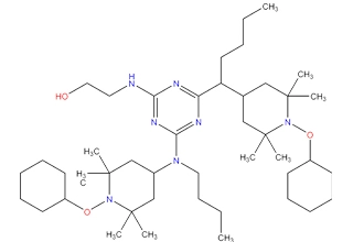 2-Aminoethanol reaction products with cyclohexane and peroxidized N-butyl-2,2,6,6-tetramethyl-4-piperidinamine-2,4,6-trichloro-1,3,5-triazine reaction products