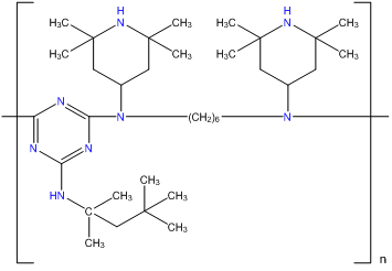 bis 2,2,6,6, tetramethyl 4 piperidinyl decanedioate and n,n' bis 2,2,6,6 tetramethyl 4 piperidinyl 1,6 hexanediamine polymer with 2,4,6 trichloro 1,3,5 triazine and 2,4,4  trimethyl 1,2 pentanamine