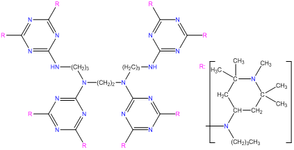 n,n',n'',n''' tetrakis 4,6 bis butyl n methyl 2,2,6,6 tetramethylpiperidin 4 yl amino triazin 2 yl 4,7 diazadecane 1,10 diamine