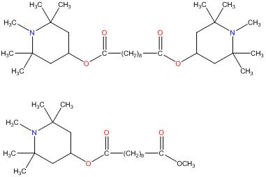 bis 1,2,2,6,6 pentamethyl 4 piperidinyl sebacate and 1 methyl 8 1,2,2,6,6 pentamethyl 4 piperidinyl sebacate