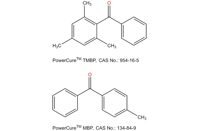 Liquid eutectic mixture of 2-4-6 trimethylbenzophenone and 4-methylbenzophenone